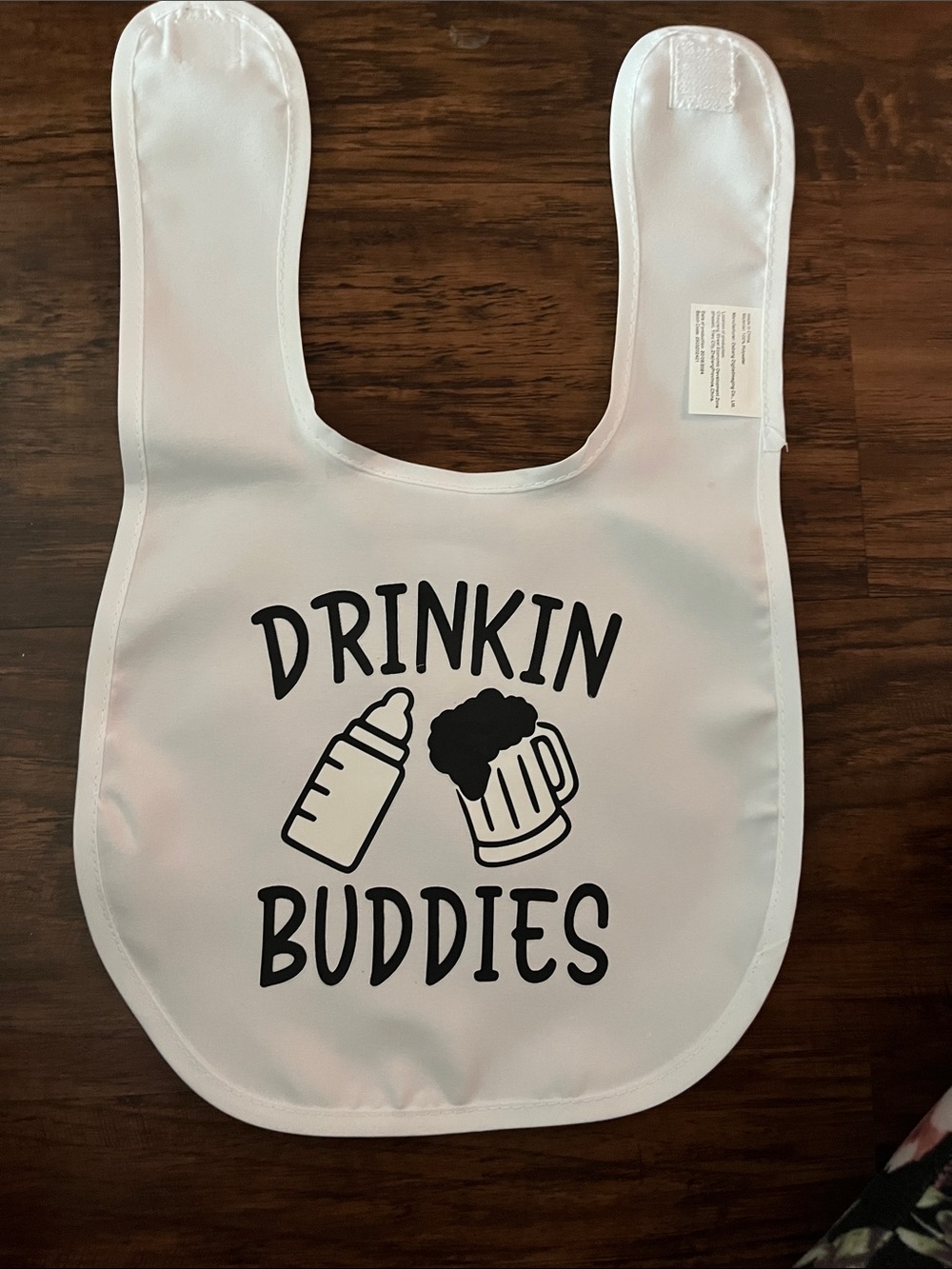"Drinkin Buddies" White Baby Bib